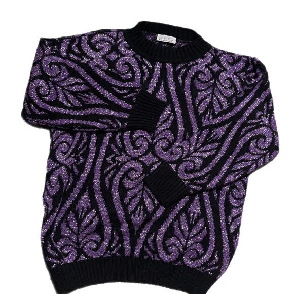 Black and purple glittery 3/4 slleve sweater (m) - Picture 1 of 4